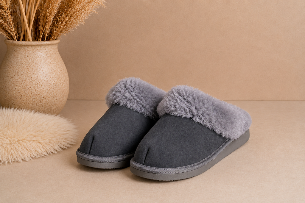 Low-cut slippers with a collar